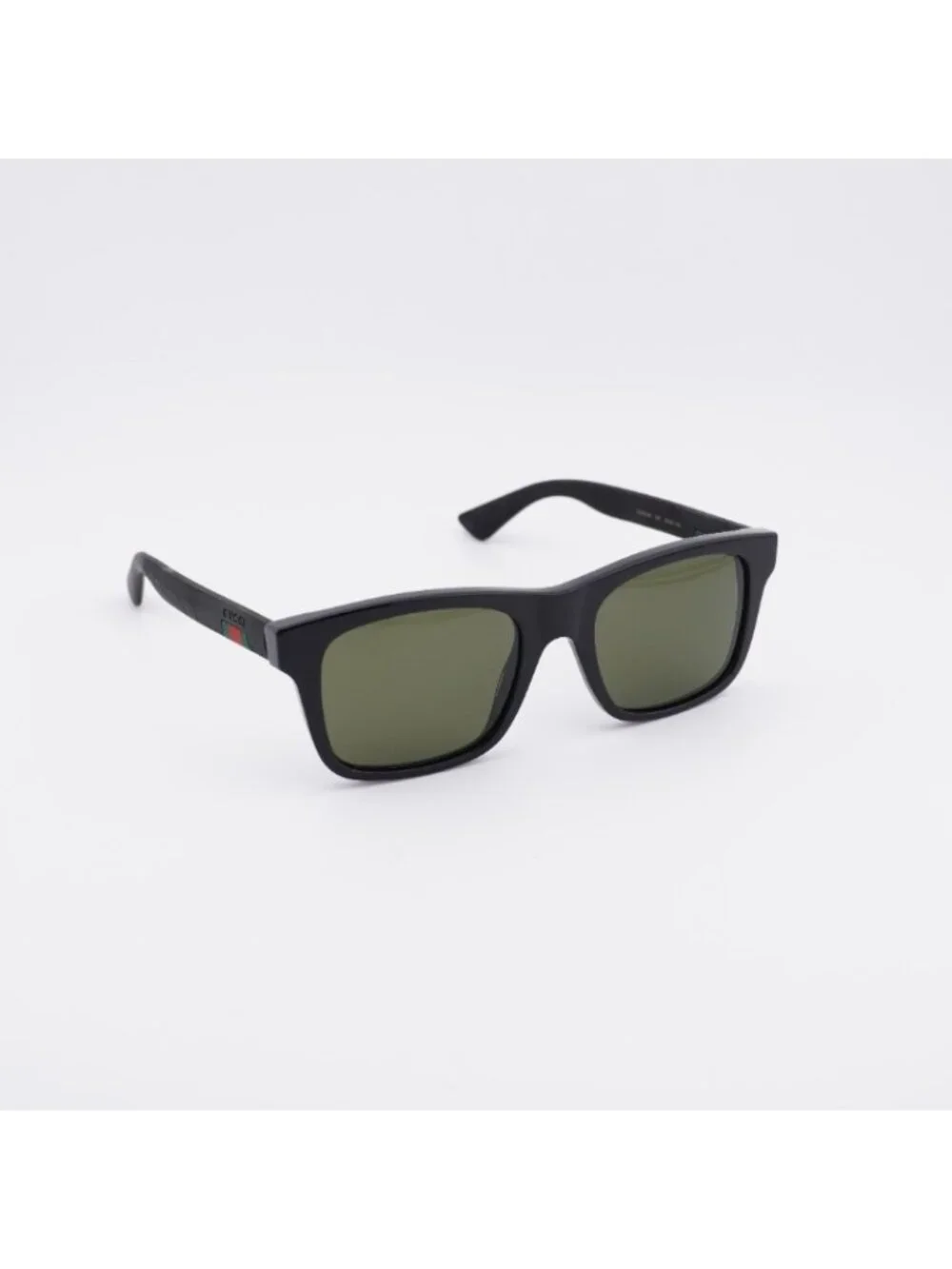 Gucci GG0008S 001 Sunglasses Black Square Frame, Green  Lenses